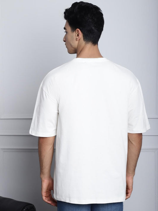 Door 74 Mens Main Success Printed Off White Color Oversized Tshirt