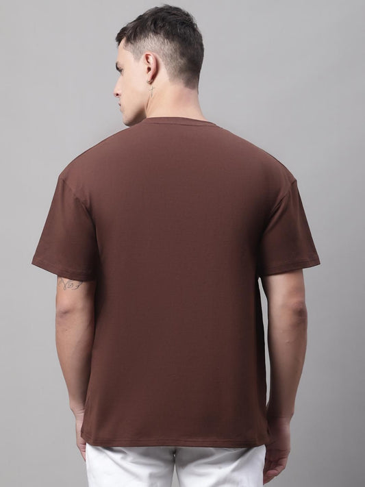 DOOR74 MENS THE END PRINTED BROWN COLOR OVERSIZE FIT TSHIRT
